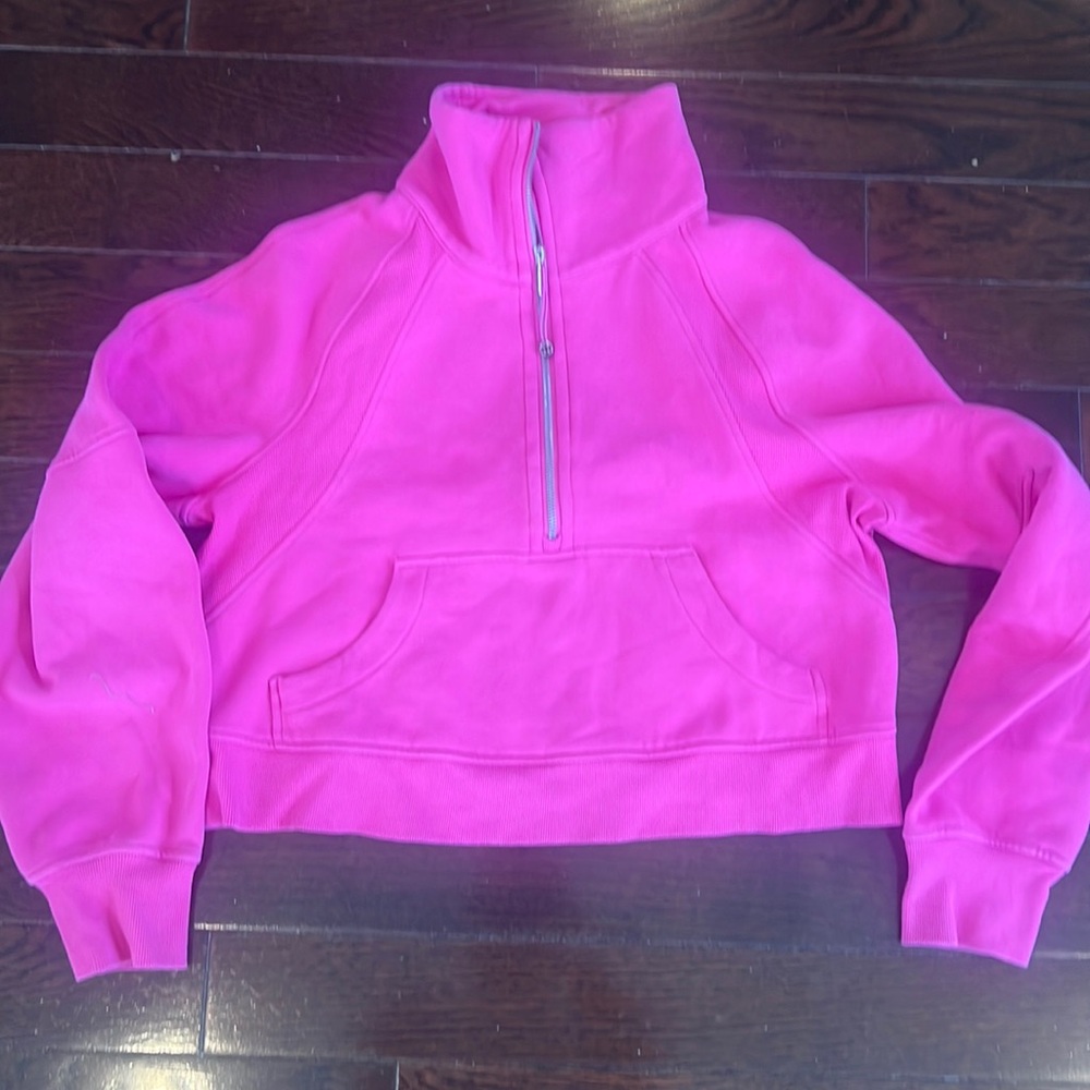 Lulu Lemon hot pink SONIC scuba 3/4 zip sweatshirt xs/s